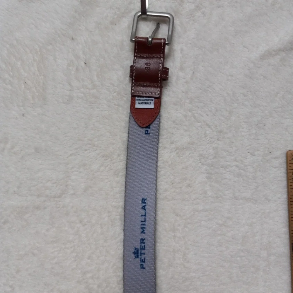 Peter Millar Belt Size 36 THE PADJI GREAT CONDITION GREEN WITH BLUE AND GREY
